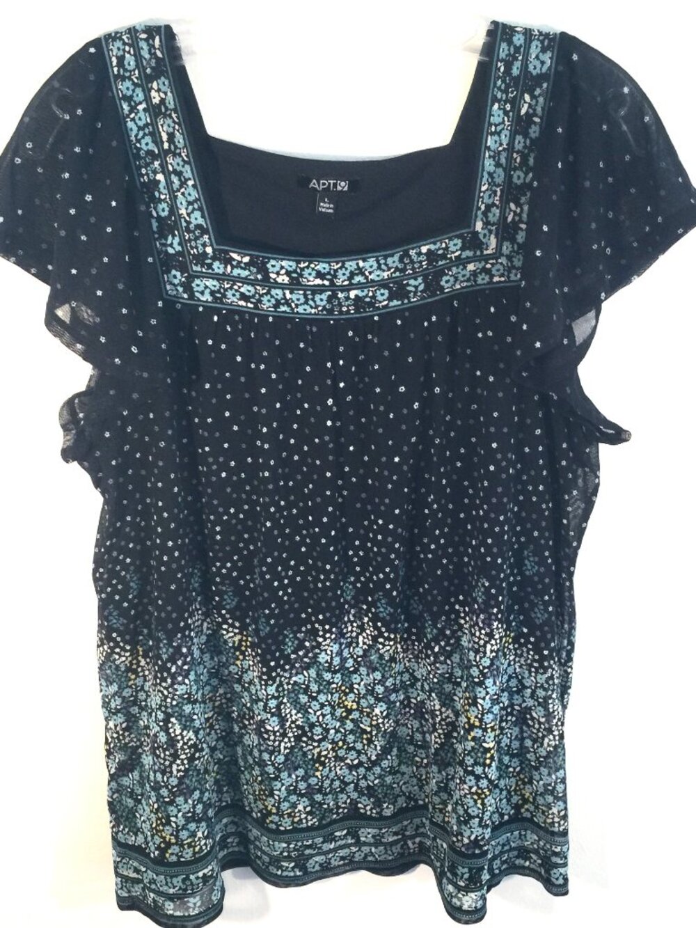 Apt. 9 Women's Black Square Neckline Blouse NEW